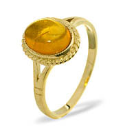 9K Gold Amber Ring