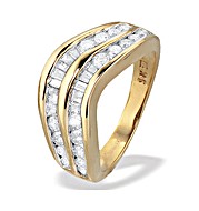 9K Gold Baguette and Brilliant Diamond Channel Set Eternity Ring