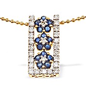 9K Gold Diamond and Sapphire Flower Design Necklace (0.17ct S 0.29ct)