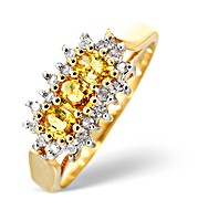9K Gold Diamond and Yellow Sapphire Cluster Ring