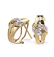 9K Gold Diamond Crossover Design Earrings