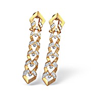 9K Gold Diamond Design Drop Earrings