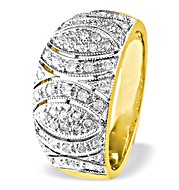 9K Gold Diamond Detail Ring (0.41ct)