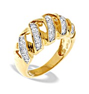 9K Gold Diamond Detail Weave Ring