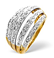 9K Gold Diamond Five Row Design Ring 0.40CT