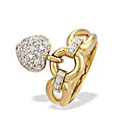 9K Gold Diamond Heart Detail Ring