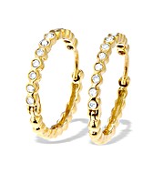 9K Gold Diamond Hoop Earrings