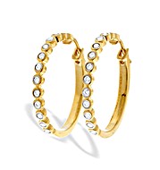 9K Gold Diamond Rubover Hoop Earrings (0.44ct)