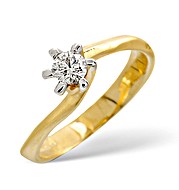 9K Gold Diamond Solitaire Twist Ring