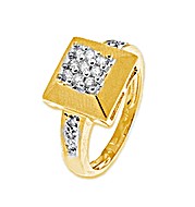 9K Gold Diamond Square Ring (0.25ct)