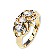 9K Gold Diamond Three Stone Ring (0.48ct)