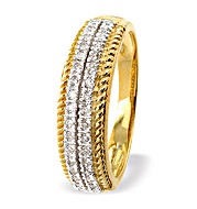 9K Gold Diamond Two Row Eternity Ring with Gold Detail