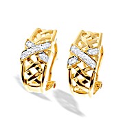 9K Gold Diamond Weave Crossover Earrings(0.10ct)