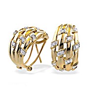 9K Gold Diamond Weave Design Earrings (0.22ct)