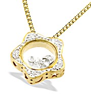 9K Gold Flower Design Floating Diamond Pendant