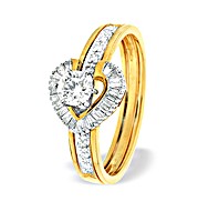 9K Gold Heart Style Baguette Ring Mount with Shoulder Detail