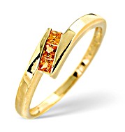 9K Gold Princess Cut Yellow Sapphire Twist Ring