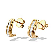 9K Gold Princess Diamond Channel Set Earrings