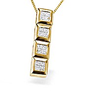 9K Gold Princess Diamond Pendant(0.25ct)