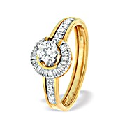 9K Gold Round Style Baguette Ring Mount with Shoulder Detail
