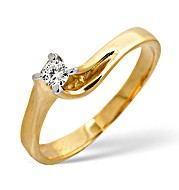 9K Gold Single Stone Diamond Twist Ring