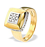 9K Gold Square Diamond Ring