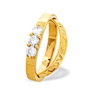 9K Gold Three Stone Diamond Love You Ring