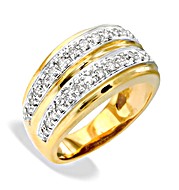 9K Gold Two Row Diamond Ring