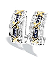 9K White Gold Diamond and Sapphire Earrings with Gold Detail