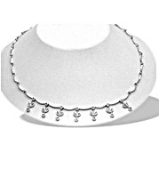 9K White Gold Diamond Leaf Design Collar Necklace (0.40ct)