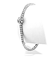 9K White Gold Diamond Tennis Bracelet with Flower Clasp (2.25ct)