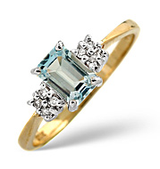 Blue Topaz and 0.06CT Diamond Ring 9K Yellow Gold