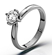 Certified 0.50CT Lily 18K White Gold Engagement Ring H/SI1