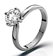Certified 0.90CT Lily 18K White Gold Engagement Ring H/SI1