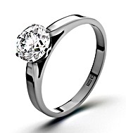 Certified 1.00CT Chloe Low 18K White Gold Engagement Ring H/SI2