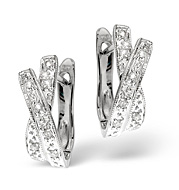 Cross-Over Earrings 0.15CT Diamond 9K White Gold