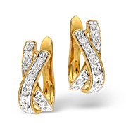 Cross-Over Earrings 0.15CT Diamond 9K Yellow Gold