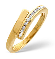 Cross-Over Ring 0.10CT Diamond 9K Yellow Gold