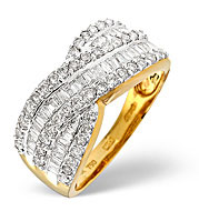 Cross-Over Ring 1.00CT Diamond 18K Yellow Gold