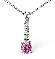 H/Si Pink Sapphire and 0.50CT Diamond Pendant 18KW