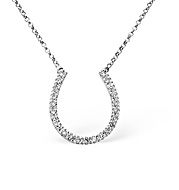 Horse-Shoe Necklace 0.25CT Diamond 9K White Gold