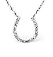 Horse-Shoe Necklace 0.50CT Diamond 9K White Gold