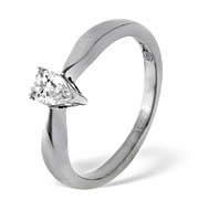 PEAR SHAPED 18KW DIAMOND SOLITAIRE RING 0.25CT H/SI