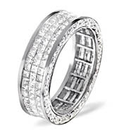 Princess and Round Diamonds 18K White Gold 3.2CT Eternity Ring