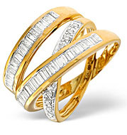 Wide Ring 0.85CT Diamond 18K Yellow Gold