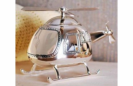 Christening Gifts. Boys Silver Helicopter Money Box