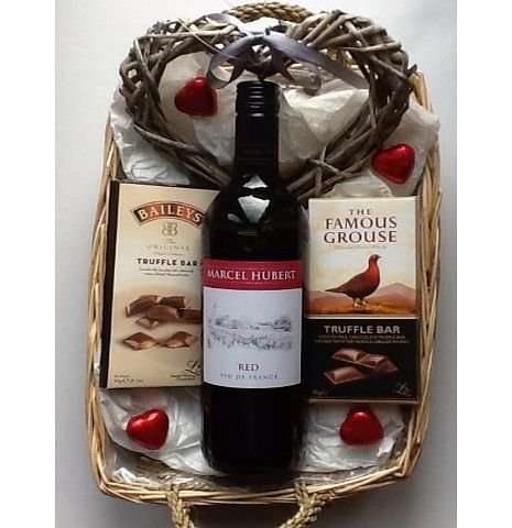 The Gift Box Deluxe Red Marcel Hubert Wine amp; Chocolate Hamper - Free gift Wrapping amp; message option - Perfect for any Occasion