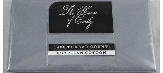 The House Of Emily 400 TC Egyptian Cotton Percale Double Bed Size Duvet Cover Set (Grey)