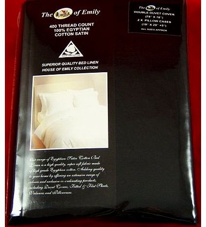 400 TC Egyptian Cotton Sateen Double Bed Size Duvet Cover + 2 x Pillowcases Bedding Set - JET BLACK