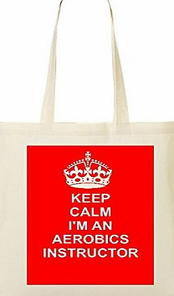 The Lazy Cow aerobics instructor (JOB/CAREER) COTTON BAG RED Design on Natural Cotton Shoulder Tote bag